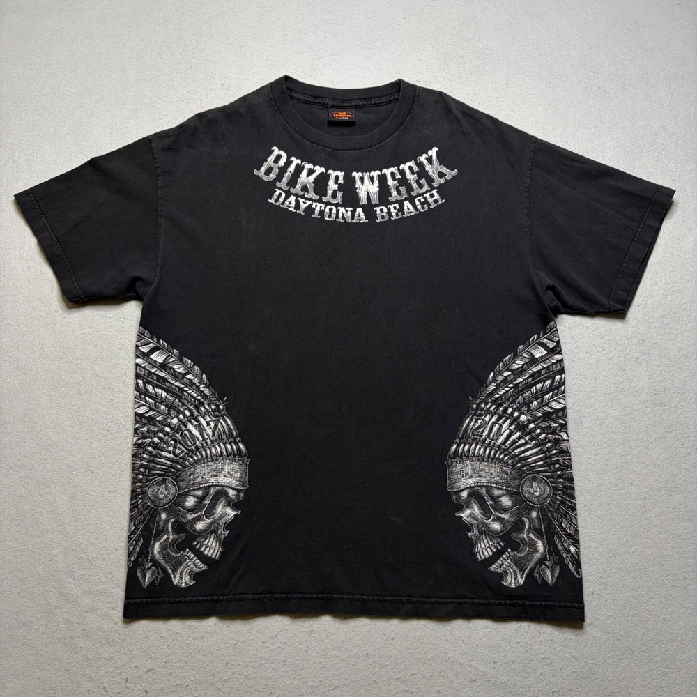 Hot Leathers T-Shirt Mens XL Black 2017 Daytona Beach Bike Week‎ Skull Graphic